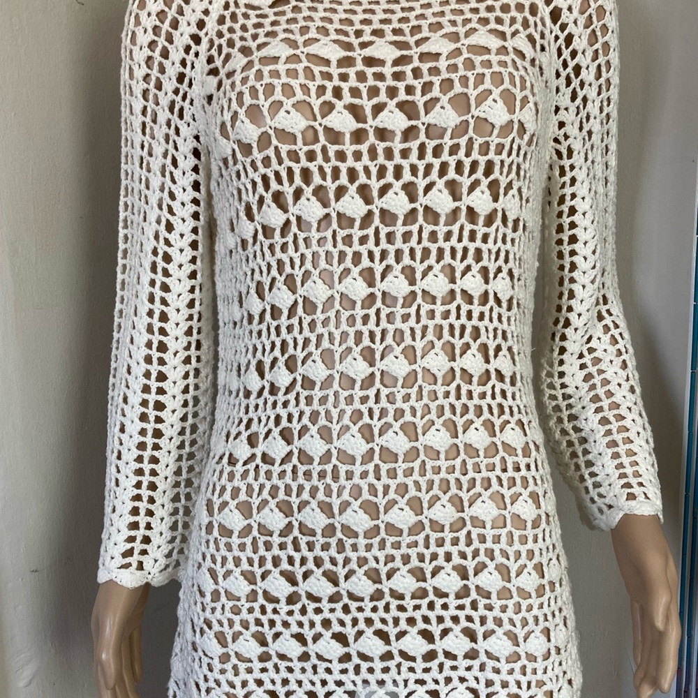 White Crocheted Sweater Westport Size XS